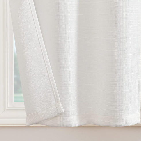 jinchan Kitchen Curtains 24 Inch Linen Textured Cafe Tier Curtains for Living Room Bathroom Farmhouse Half Window Set Light Filtering Rod Pocket D...
