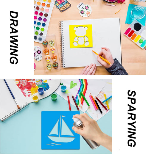 24 Piece Stencils for Kids Stencils for Painting Sidewalk Chalk Stencils Outdoor Garden Themed Stencils Kids Style Collection-8in...
