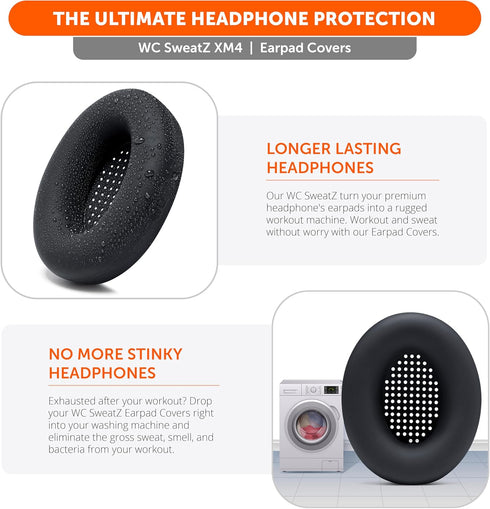WC SweatZ XM4 - Protective Earpad Sweat Covers for Sony WH1000XM4 by WC | Silicone Ear Covers for Sony WH-1000XM4 Headphones | Sweatproof & Easily...