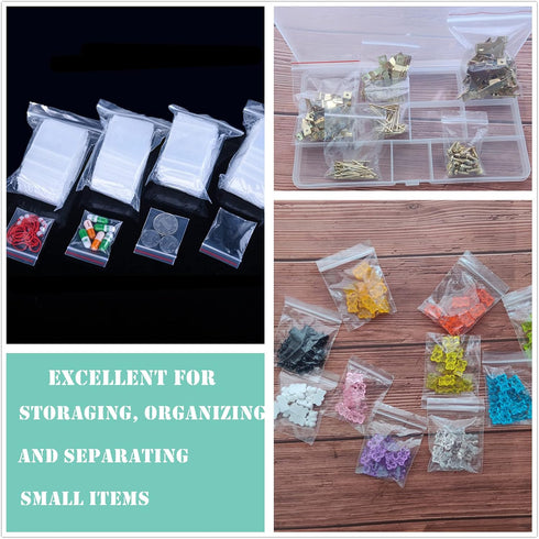 700 Pack Poly Zipper Bags,5 Different Size Small Craft Plastic Bags,Clear Reusable Ziplock Bags Storage for Bead,Jewelry,Candy...