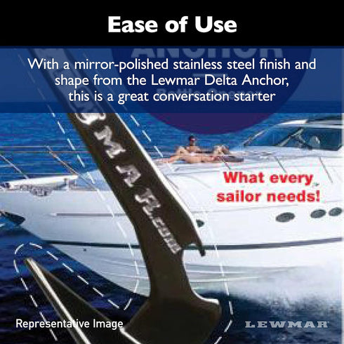 Lewmar Baby Delta Anchor Bottle Opener, 5-1/4" L x 2" W x 1-1/2" H Mirror-Polished Stainless Steel, Boat Galley Gift, Novelty Replica...