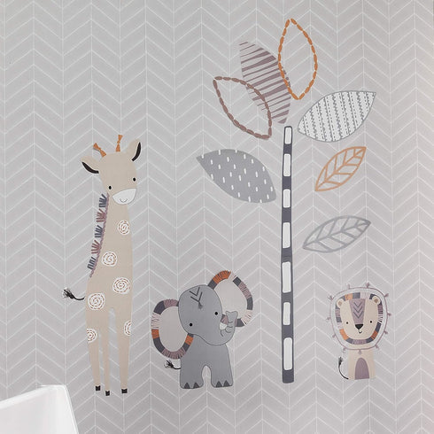 Lambs & Ivy Jungle Safari Gray/Tan Elephant/Giraffe Nursery Wall Decals/Stickers...