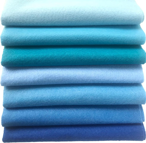 7Pcs Soft Felt Fabric Sheet DIY Craft Blue Series Felt Pack Sewing Nonwoven Patchwork Cotton Fabric Squares for Sewing, DIY Arts & Crafts (45x45cm...