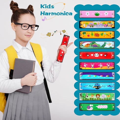 12 Pcs Kids Harmonica Toy Cartoon Harmonica 16 Holes Musical Instrument Harmonica for Boys Girls Beginner Party Favor Educational Toys, Random Col...