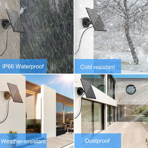3W Solar Panel for Outdoor Wireless Security Camera, Continuously Power USB Solar Panel IP65 Waterproof, Adjustable Security Wall Mount (Black)...