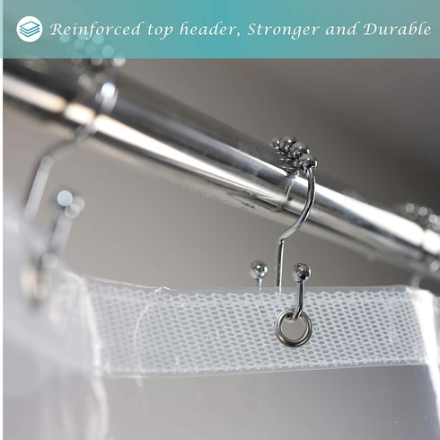 Mrs Awesome 60x72 Shower Curtain Liner with 6 Magnets Clear PEVA, 10 Hole Thick Plastic Shower Curtain for Bathroom, Waterproof, 60 x 72 inches, C...