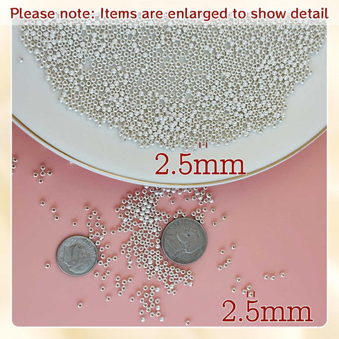 MKCYD Sterling Silver Beads for Jewelry Making,Genuine 925 Silver Smooth Round Ball Beads,Solid 925 Sterling Silver Spacer Beads for DIY Bracelet ...