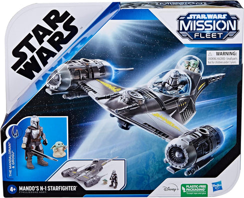 STAR WARS Mission Fleet Mando's N-1 Starfighter, Grogu & Mandalorian Action Figure Set, Ships, Toys for 4 Year Old Boys & Girls...