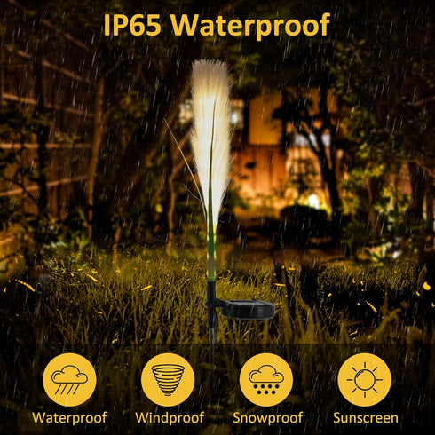 Solar Outdoor Garden Lights, 2 Pack LED Lights Waterproof, Sway by Wind Simulation Reed Lights Decoration for Garden Patio Walkway Pathway Yard (W...