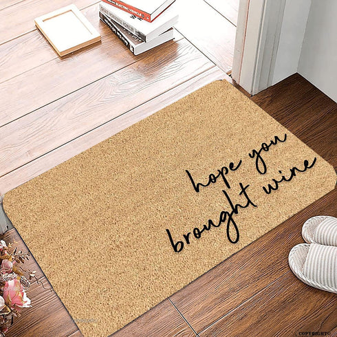 Welcome Mats for Front Door Outdoor Entry Hope You Brought Wine Doormat Doormat Non Slip Mat for Home Indoor Farmhouse Funny Kitchen Rugs Patio Gr...