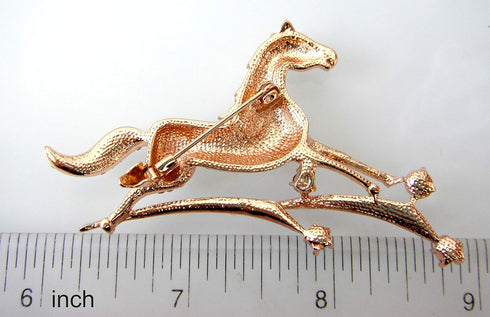 Navachi 18k Gold Plated Crystal Galloping Steeds Horse Brooch Pin...