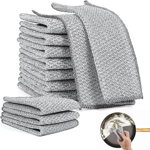 10 pcs Multipurpose Wire Dishwashing Rag for Wet and Dry Dish, Multifunctional Non-Scratch Scrubbing Pads Kitchen Cleaning Cloths...