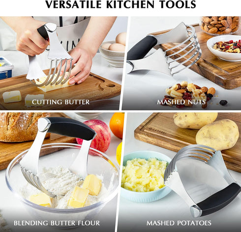 Gifbera Pastry Cutter, Large Pastry Blender with Comfortable Handle & Heavy Duty Stainless Steel Blades, Black...