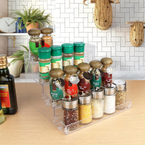 Spice Rack,No Tool Needed & No Pungent Acrylic Glue Self-derived Snap On Assembly Spice Shelf Pantry Kitchen Cabinet Organizer 10 in for Jars,Baki...