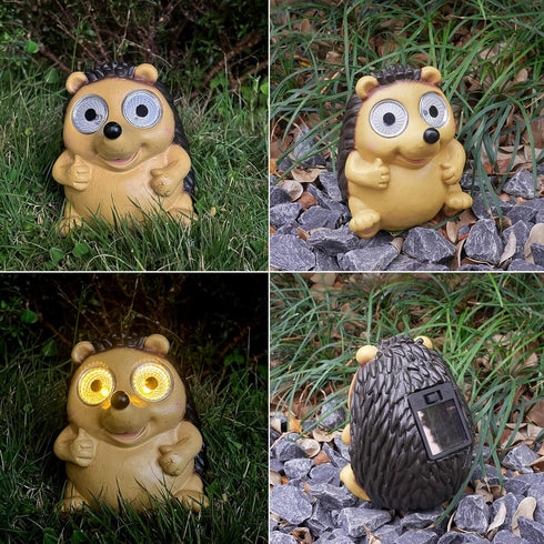 Garden Statues Hedgehog Figurines with Solar LED Lights, Unique Animal Statues Lights Housewarming Sculpture Gifts for Outdoor Decorations, Garden...