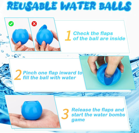 Water Balls 12 Pack Reusable Quick Fill Water Balloons Bombs Splash Soaker Ball Summer Outdoor Indoor Water Fight Toy for Kids Backyard Pool Activ...