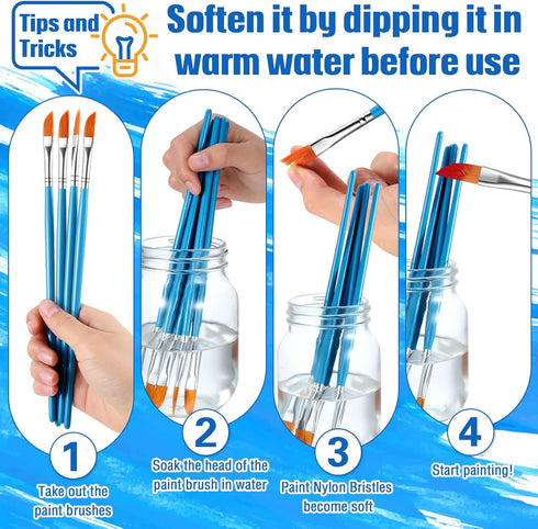 Breling 10 Pcs Paint Angled Brush 1/4 Inch Dagger Brush with Long Handle Dagger Stripes for Acrylic Watercolor Oil Rock Painting Artist Halloween ...