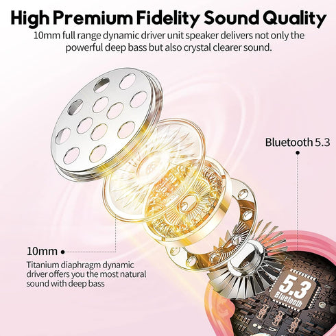 MOZOTER Bluetooth 5.3 Wireless Earbuds,Deep Bass Loud Sound Clear Call Noise Cancelling with 4 Microphones in-Ear Headphones with Wireless Chargin...