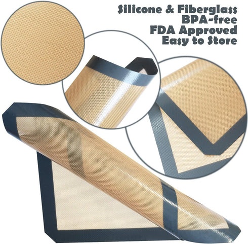 Betus Silicone Baking Mat - Professional Kitchen Food Bakeware (11-5/8" X 16-1/2") - Non-Stick Pastry Sheet Mat for Freezer, Oven, Microwave(2 Pac...