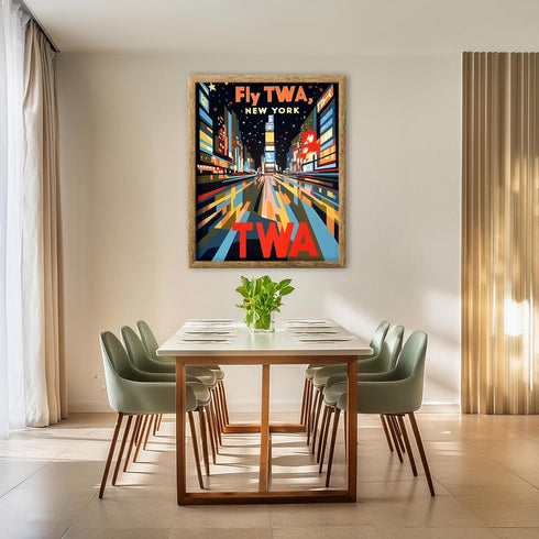 Posterizer 1 pcs-Retro vibrant travel poster-Fly TWA New York-Adventure Wall Art Gift for Men Women Entrepreneur-Decorations for Bedroom, Office,...