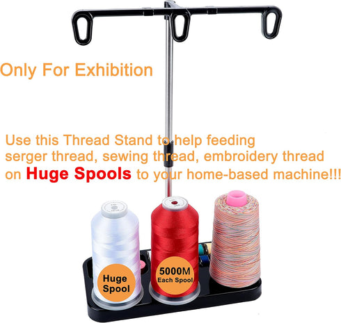 Light Weight Thread Stand - 3 Spools Holder for Domestic (Home-Base) Embroidery and Sewing Machines - Four Colors for Choices - Black...