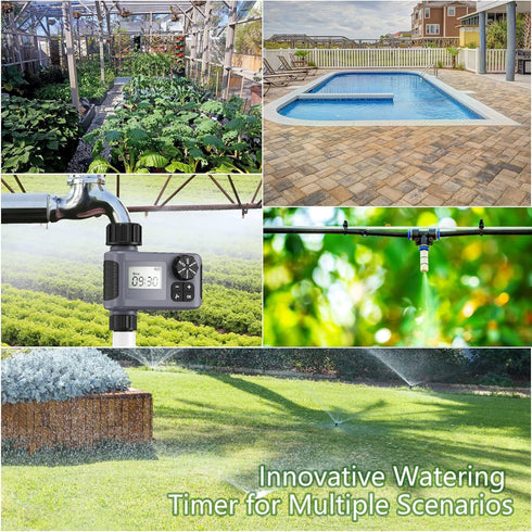 Sprinkler Timer, Programmable Water Timer for Garden Hose with Rain Delay/Child Lock/Manual/Automatic Watering System, Waterproof Digital Irrigati...