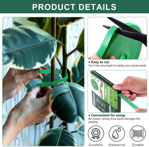 Plant Ties Reusable Garden Tape Adjustable Plant Support for Effective Growing Nylon Plant Tie Strap for Flowers, Tomato, Vines, Tree (50 Feet x 0...
