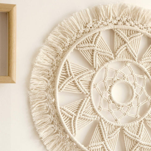 Dahey Macrame Wall Hanging Woven Tapestry Wall Art Wreath Chic Boho Decor Christmas Day Gift Festival Mandala for Apartment Home Bedroom Living Ro...