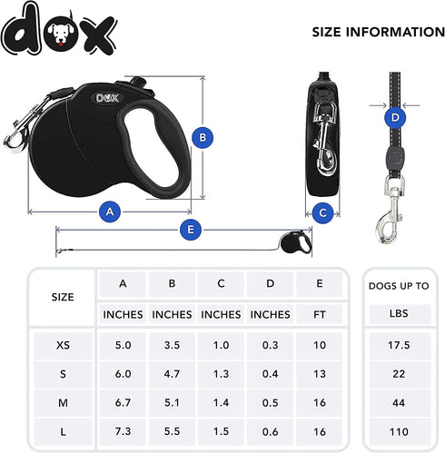 DDOXX Retractable Dog Lead - Reflective - Dog Lead in Lots of Colours & Sizes - for Dogs Large & Small - Extendable Dog Lead for Puppies & Cats - ...