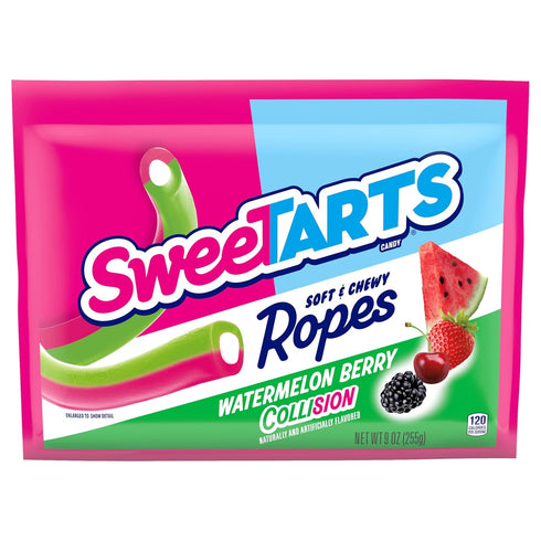 SweeTARTS Ropes, Candy, Watermelon Berry Collision, Soft and Chewy, 9 oz...