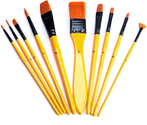 Exerz Artist Paint Brush 10pcs Professional Synthetic hair Brushes in a Travel Case/Perfect for Acrylic Watercolor Gouache & Face Paint - Acrylic...