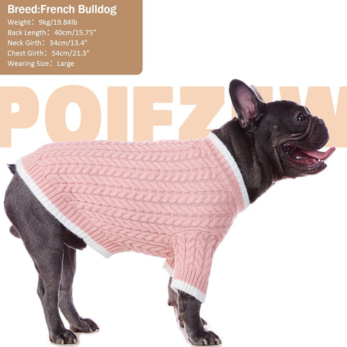 Small Dog Pullover Sweater Winter Warm Puppy Clothes, Classic Cold Weather Cable Knitwear Cat Apparel, Turtleneck Color Block Christmas Holiday Pe...