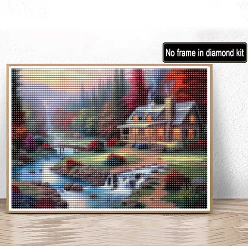 Kaliosy 5D Diamond Art Painting Country Riverside by Number Kits, Paint with Diamonds Art Landscape Forest DIY Full Drill, Crystal Craft Cross Sti...