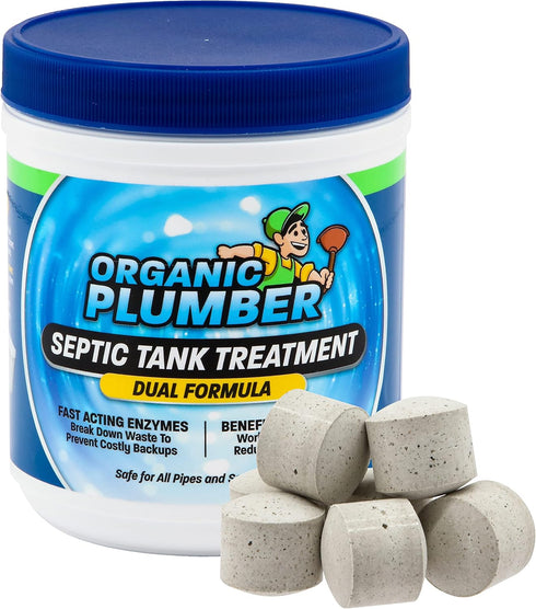 Septic Tank Cleaner Treatment, Bacteria x Natural Enzyme Flushable Bio Tabs, Rid Sewage Waste & Clean Field System, 1 Year of Tablets...