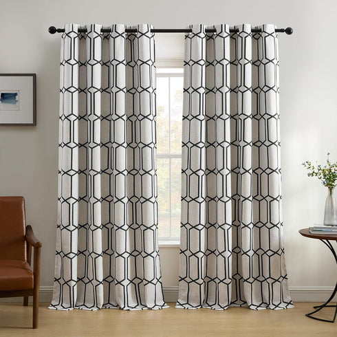 Elrene Home Fashions Kaiden Geometric Room-Darkening Window Curtain, Single Panel, 52" W x 95" L (1 Panel), Black...