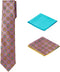 Men's Woven Medallion Regular Length Neck Tie with 2 Handkerchief Pocket Squares Hanky Set - Gold Black Teal...