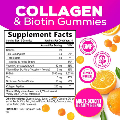 Collagen Peptides - Hair Supplements for Hair Growth Support Women & Men with Biotin Vitamin C, Naturally Support Joint Health & Hair, Skin, & Nai...