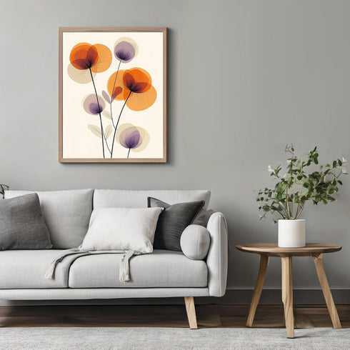 Posterizer 1 pcs-minimalist dainty flowers in orange and purple art 7-Abstract & Modern Art-Floral & Botanical Art-Chic Home Decor- unframed wall ...