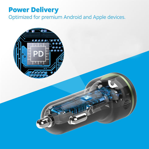 AT&T Single Port 20W USB-C Bullet Car Charger for Apple iPhone, iPad, Watch, Google Pixel, and Samsung Galaxy (Black)...
