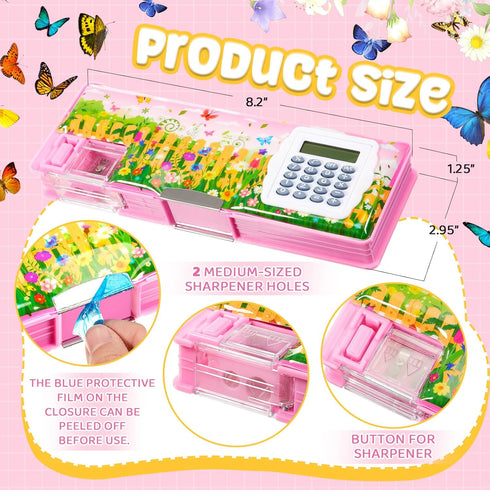Henoyso Pencil Box Pencil Case with Calculator and Pencil Sharpener Multifunction Pencil Case Cool School Supplies Back to School Gift Birthday Pr...