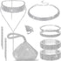EIELO Rhinestone Jewelry Set for Women Wedding Bridal Triangle Bling Clutch Bag Glitter Choker Necklace Tennis Stretch Bracelets Ring Dangle Fring...