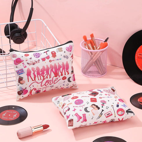 12 Pcs Singer Makeup Bag for Girls Singer Fans Cosmetic Bag Inspired Travel Makeup Bag Portable Stationery Storage Organizer for Women Teen Mercha...