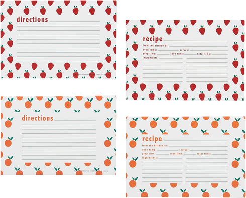 C.R. Gibson Fruit Double Sided Recipe Card Set, 4" W x 6" L, Multicolor...