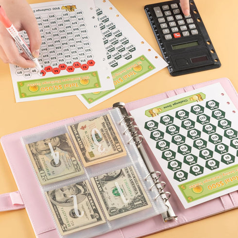 100 Envelopes Money Saving Challenge, A5 Money Saving Budget Binder Challenge Book with Cash Envelopes to Save $500, 5,050, and $10,400 (Pink)...