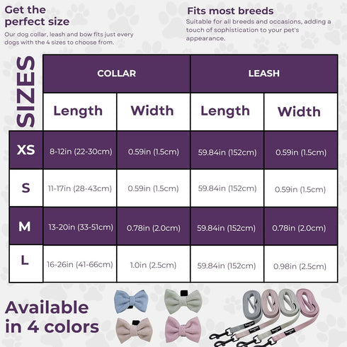 Dog Collar with Bow Tie and Tangle-Free Dog Leash Set, Adjustable Soft and Comfy, Perfect for Playful Pups (Extra Small, Pink) (Set of 3)...