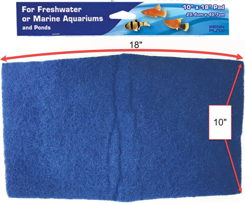 Penn-Plax Poly Fiber Plus Aquarium Filter Media Pad – Easy to Cut into Any Size Your Filter Requires – 10” x 18”...