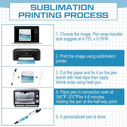 Yexiya Sublimation Pens Blank Heat Transfer Pen Sublimation Ballpoint Pen with Shrink Wrap White Aluminum Customized Clip Pen School Supplies for ...
