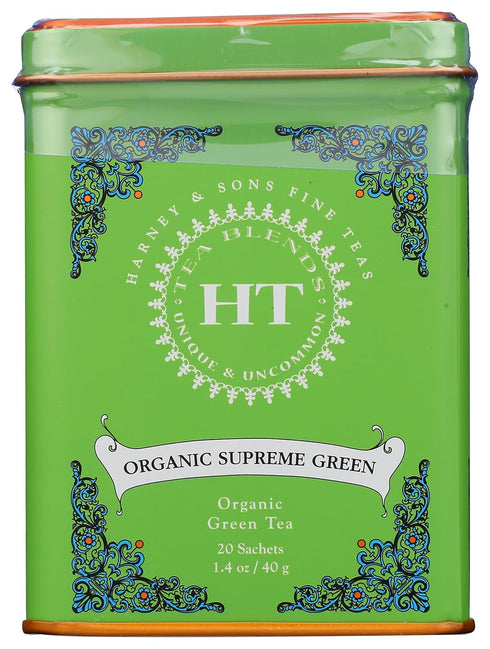 Harney Sons Organic Supreme Green, HT Tin 20 Sachets 1.4 oz 40 g...