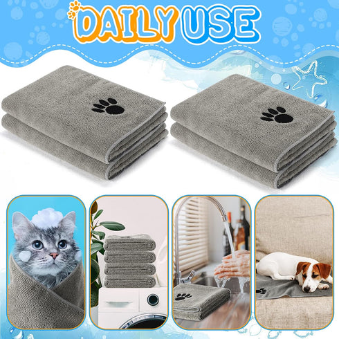 Chumia 4 Pack Pet Grooming Towel Absorbent Dog Towels for Drying Dogs Soft Microfiber Dog Drying Towel Quick Drying Large Dog Bath Towel for Dogs,...