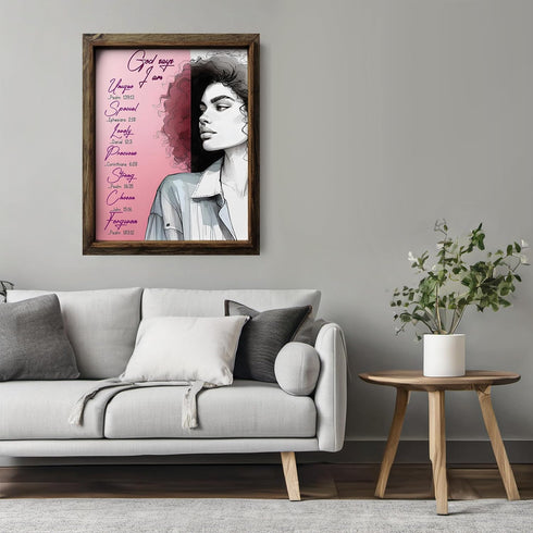 Posterizer 1 pcs-God says i'm strong and unique-Bible verse-Religious Posters-Inspirational Women's Art-Gifts for Christians-Decor for Home & Offi...